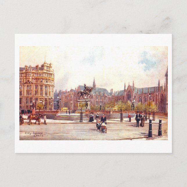 Vintage City Square, Leeds Postkarte (Vorderseite)