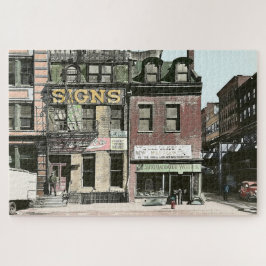 Vintage City Street Corner Szene aus den 1930er Ja Puzzle
