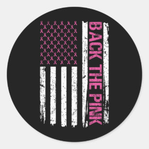 Vintage Ck Die Pinke Amerikanische Flagge Brustkre Runder Aufkleber