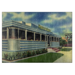 Vintage Classic 50s Retro Restaurant Pelican Diner Schneidebrett