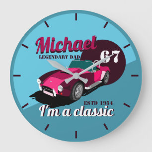Vintage classic antique car legendary dad name große wanduhr
