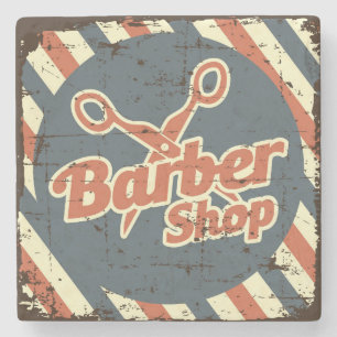 Vintage Classic Blue Barber Shop   Steinuntersetzer