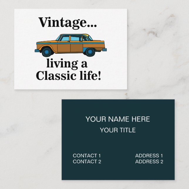 Vintage Classic Car Auto Mechanic Visitenkarte (Vorne/Hinten)