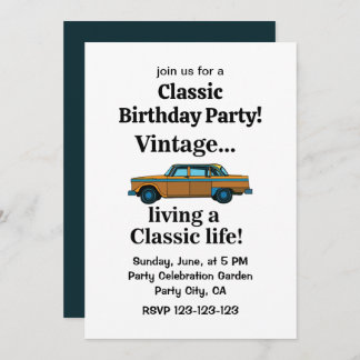 Vintage Classic Car Birthday Einladung