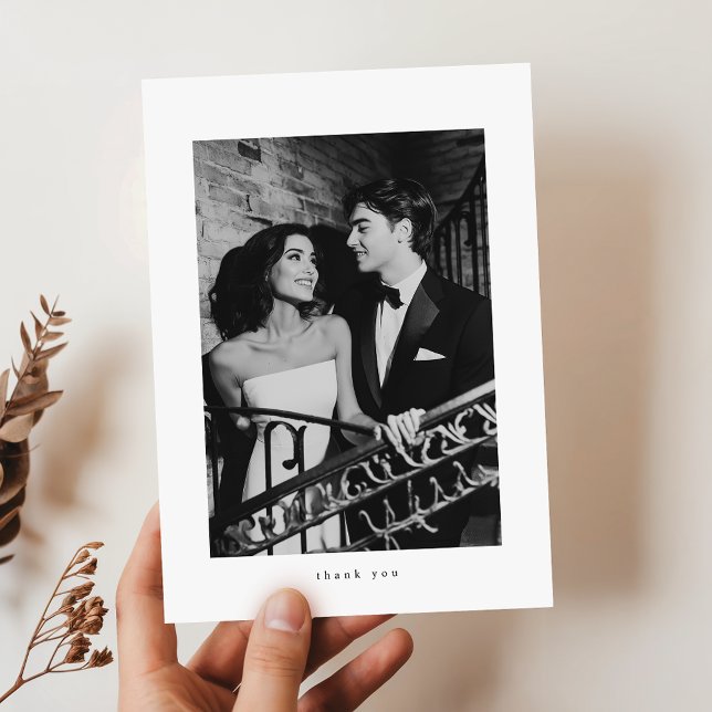 Vintage Classic Formal Wedding Photo Budget Dankeskarte (Von Creator hochgeladen)
