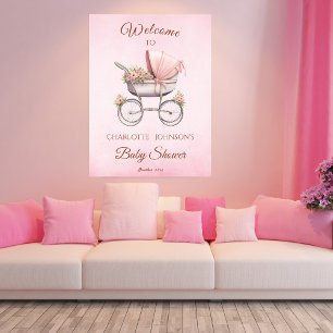 Vintage Classic Girl Pink Babyparty Willkommen Poster