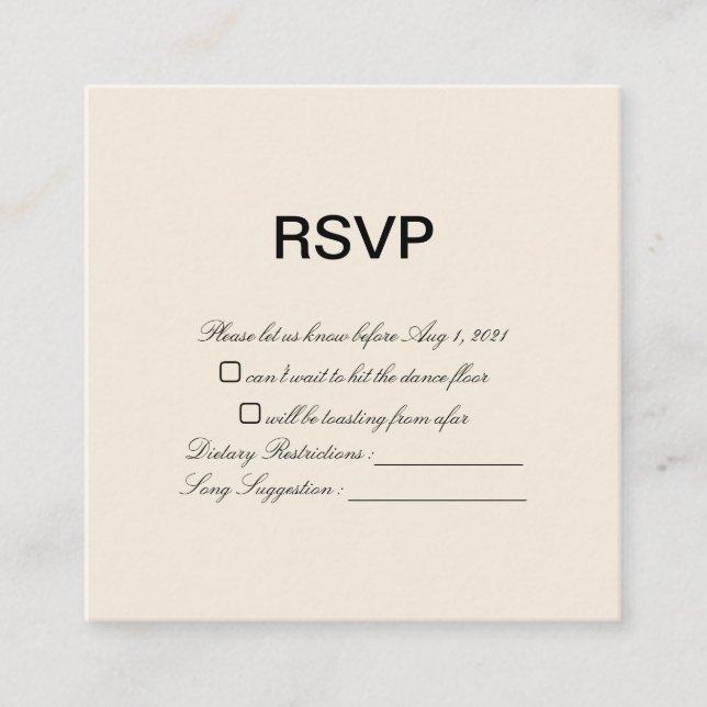 Vintage Classic Gold Wedding RSVP Card Begleitkarte (Vorderseite)