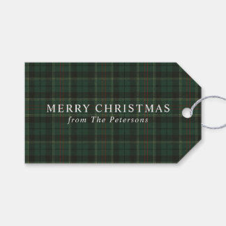 Vintage Classic Green Plaid Christmas Geschenkanhänger