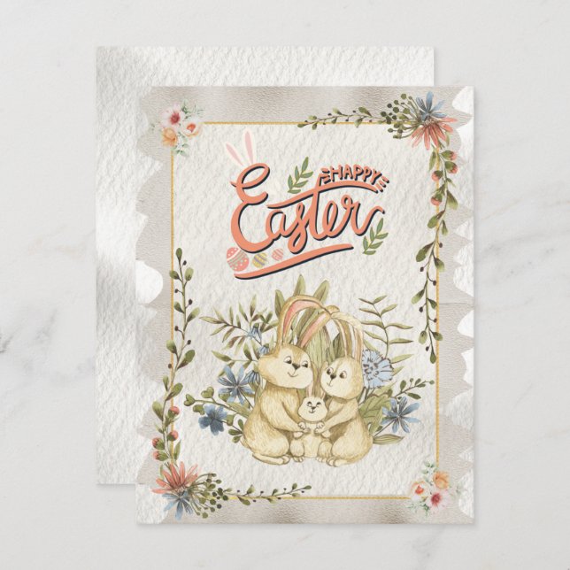 Vintage Classic Happy Ostertagen Feiertagskarte (Vorne/Hinten)