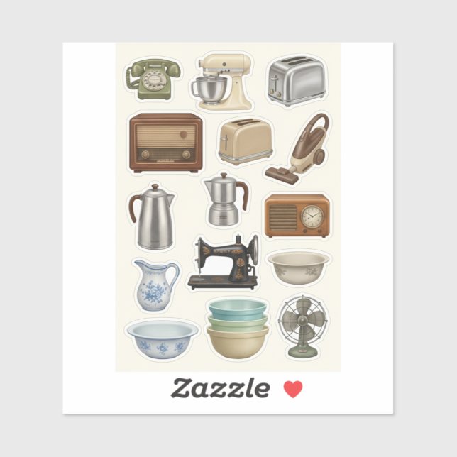 Vintage Classic Home Appliances Sticker Sheet (Blatt)