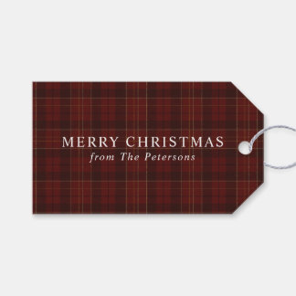 Vintage Classic Red Plaid Christmas Geschenkanhänger