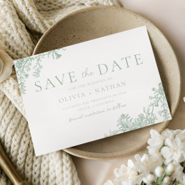Vintage Classic Sage Floral Wedding  Save The Date