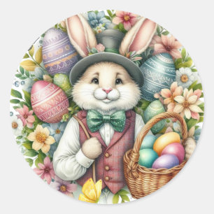 Vintage/Classic Süßer Osterhase Runder Aufkleber