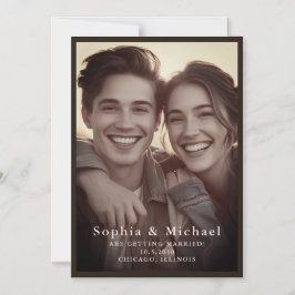 Vintage Classic Wedding Save the Date Dark Brown Magneteinladung