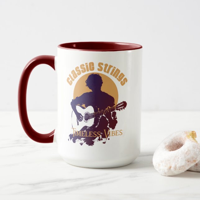 Vintage Classical Guitar Coffee Mug Tasse (Mit Donut)