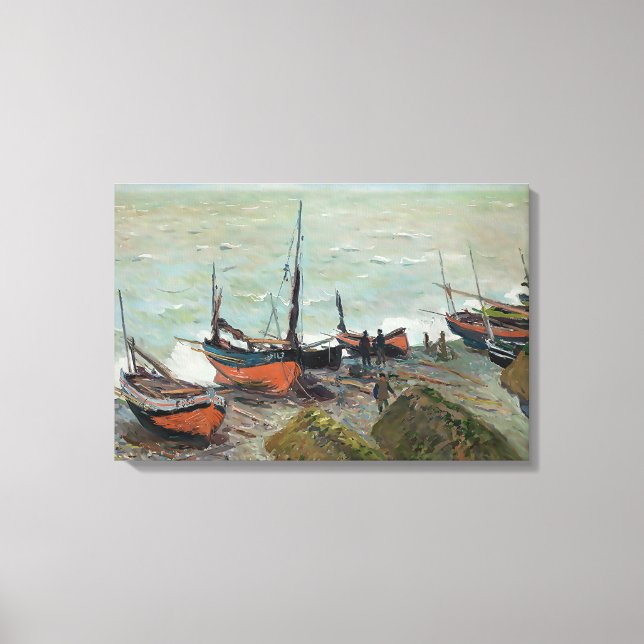 Vintage Claude Monet Fischerboote Leinwanddruck (Vorderseite)