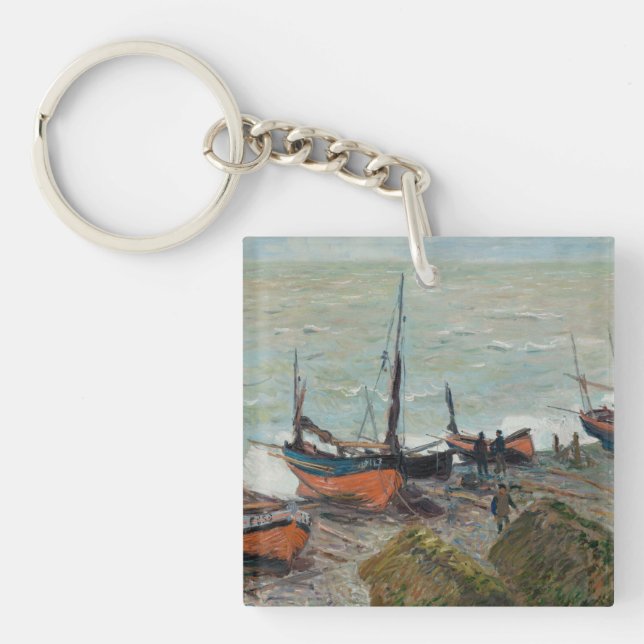 Vintage Claude Monet Fischerboote Schlüsselanhänger (Vorderseite)