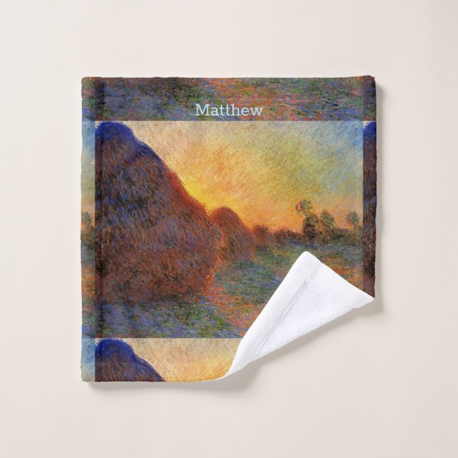 Vintage Claude Monet Grainstacks Wash personalisie Waschlappen (Waschlappen)