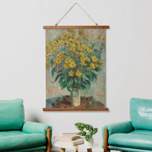 Vintage Claude Monet Topinambur Wandteppich Mit Holzrahmen