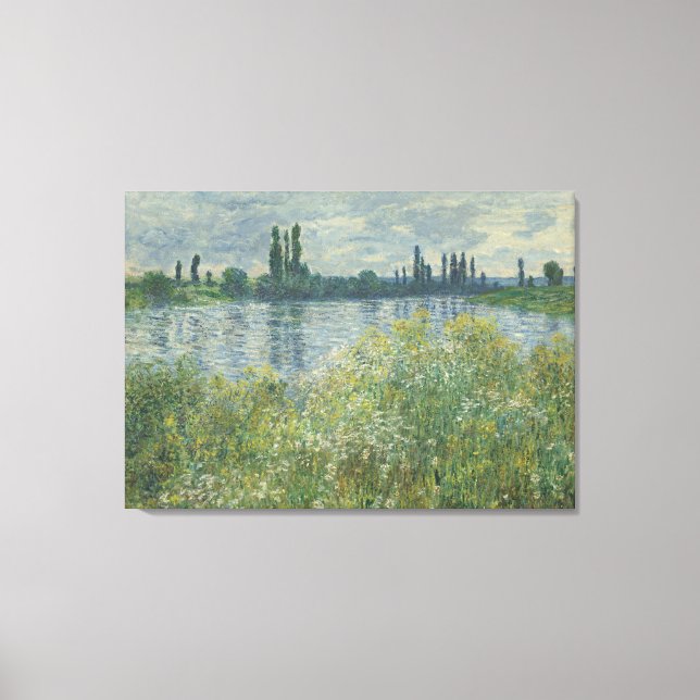 Vintage Claude Monet-Ufer des Seine-Vétheuil Leinwanddruck (Vorderseite)