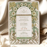 Vintage Clematis & Primrose Art Nouveau Hochzeit Einladung<br><div class="desc">Dieses exquisite Hochzeitsdesign feiert Liebe mit einem Jugendstil-Flair, ideal für Paare, die Vintage Eleganz und Blumenmotive schätzen. Die Einladung enthält eine Symphonie von sanften Farbtönen, darunter Salbei, Elfenbein, Ocker und Olivennuancen, die harmonisch mit den aufwändigen Details von Clematis und Primrose-Illustrationen verwoben sind. Die Bio Linien und die natürlichen Formen sind...</div>