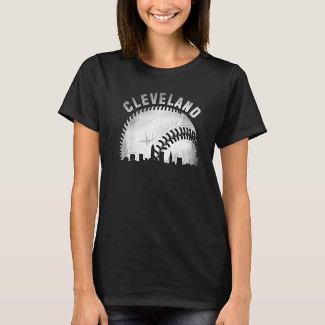 Vintage Cleveland Skyline City Baseball T-Shirt (Vorderseite)