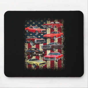 Vintage Clic Muscle Car Retro Amerikanische Flagge Mousepad