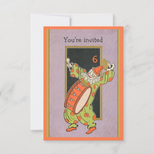 Vintage Clowattparty Einladung (Vorderseite)