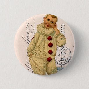 Vintage Clown-Postkarte Digitale Kunst Button