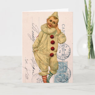 Vintage Clown-Postkarte Digitale Kunst, Geburtstag Karte