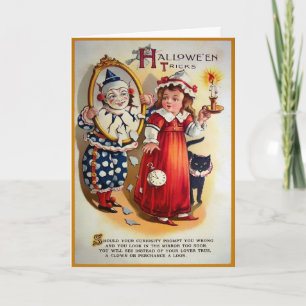 Vintage Clown Spiegel Halloween Karte