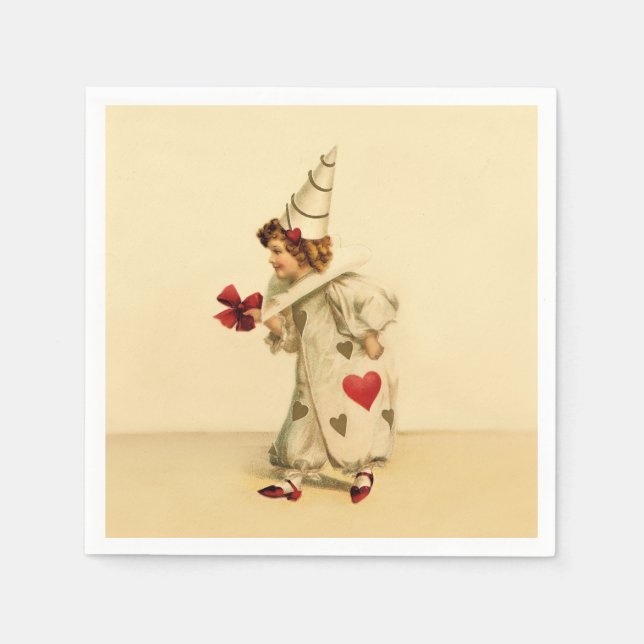 Vintage-Clown zum Valentinstag Serviette (Vorderseite)