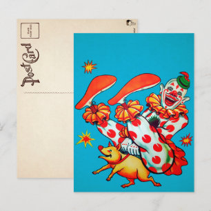 Vintage Clownreitkarte Postkarte