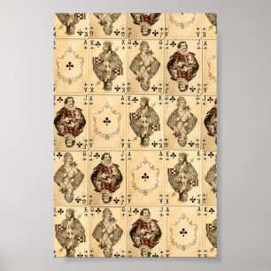 Vintage Clubs Queen Jack King Ace Collage Poster