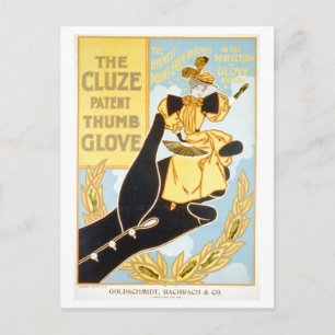 Vintage Cluze Patent Thumb Handschuh-Werbung Postkarte