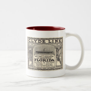 Vintage Clyde Line Florida Steamship-Werbung Zweifarbige Tasse