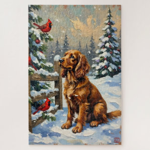 Vintage Cocker Spaniel und Kardinale Weihnachten Puzzle