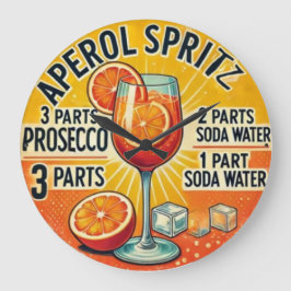 Vintage cocktail Aperol Spritz  Große Wanduhr