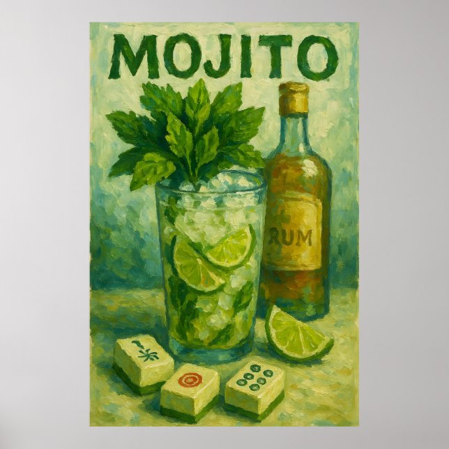 Vintage-Cocktail-Mahjong-Retro Poster (Vorne)