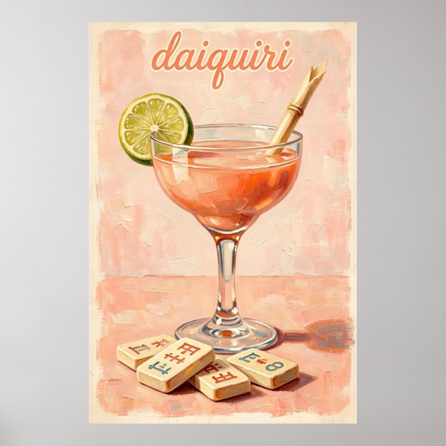 Vintage-Cocktail-Mahjong-Retro Poster (Vorne)