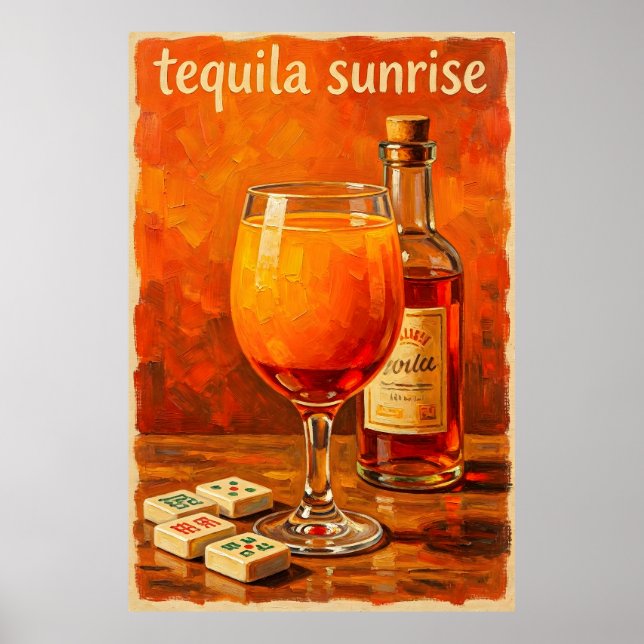 Vintage-Cocktail-Mahjong-Retro Poster (Vorne)