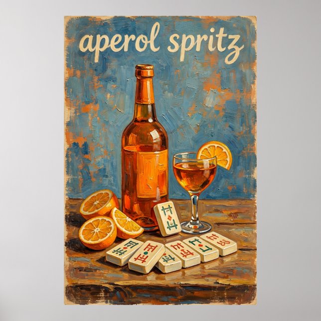 Vintage-Cocktail-Mahjong-Retro Poster (Vorne)