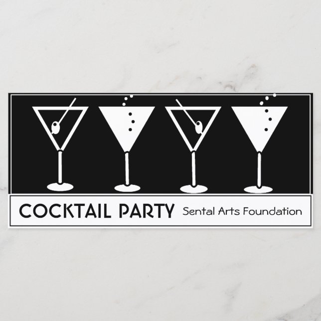 Vintage Cocktail-Party Einladung (Vorderseite)