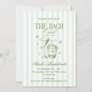 Vintage Cocktails Club Junggeselinnen-Abschied Grü Einladung