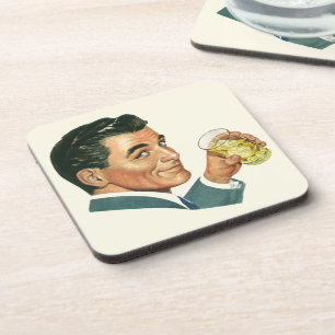 Vintage-Cocktails Getränke, Mann trinkt Getränke Getränkeuntersetzer