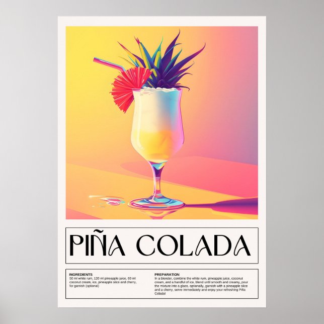 Vintage Cocktails: Pina Colada Poster (Vorne)