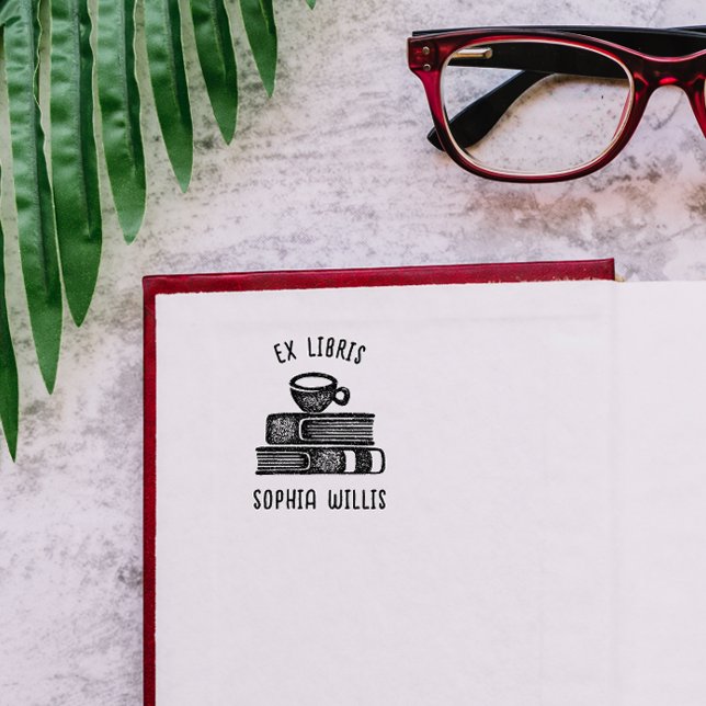 Vintage Coffe Custom Book Ex Libris Library Gummistempel (Von Creator hochgeladen)