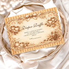 Vintage Coffee Baby Shower Diapper Raffle Begleitkarte