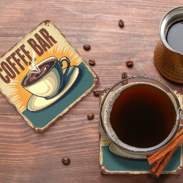 Vintage Coffee Bar Retro-Schild Rechteckiger Pappuntersetzer