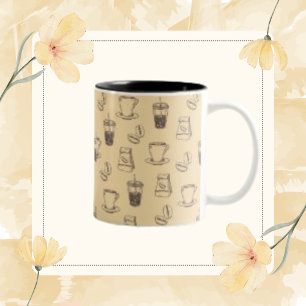 Vintage Coffee Bean Drink Cup Coffein Muster Tasse